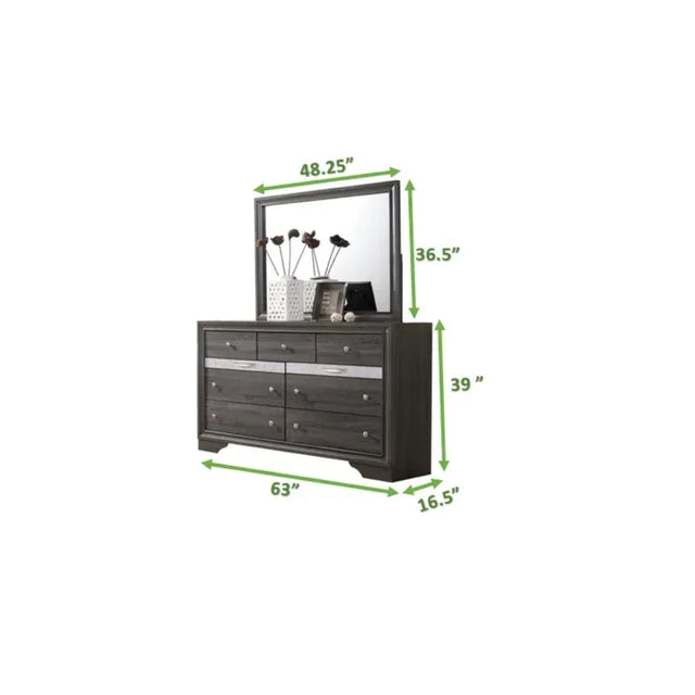 Traditional Matrix King 4 Piece Storage Bedroom set in Gray made with Wood