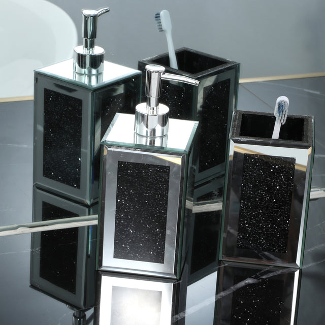 Ambrose Exquisite 2 Piece Square Soap Dispenser and Toothbrush Holder