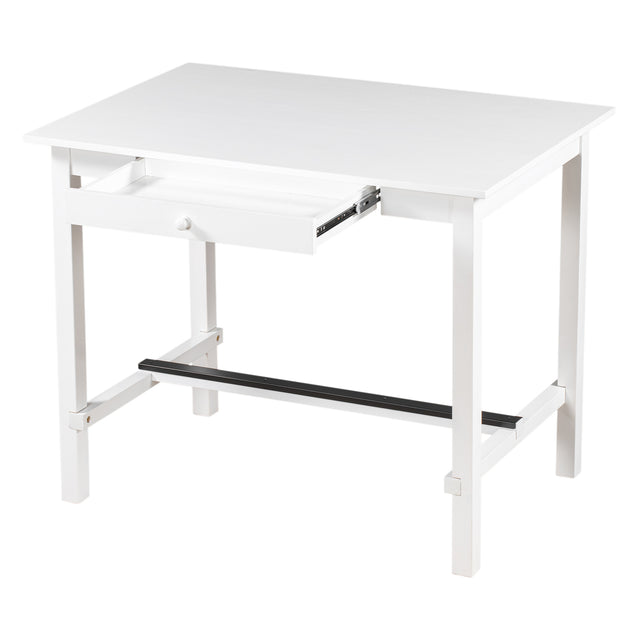 TOPMAX Casual Counter Height Wood Dining Table with Storage Drawer for Small Places, White