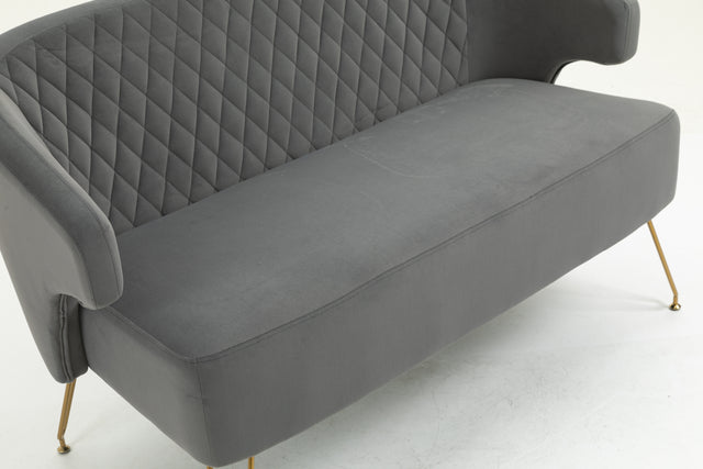 Twin Size Love seat Accent Sofa with Golden Metal Legs, Living Room Sofa with Tufted Backrest, 600 Pounds Weight Capacity