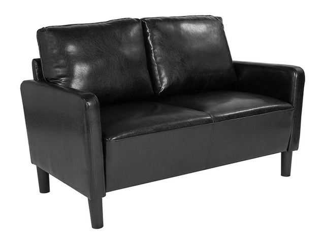 Washington Park Upholstered Loveseat in Black Leather