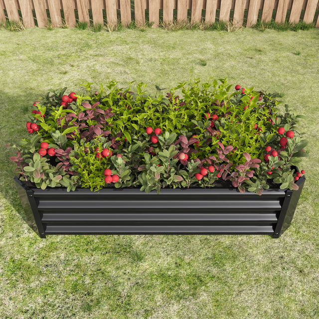 Metal Raised Garden Bed, Rectangle Raised Planter 4×2×1ft for Flowers Plants, Vegetables Herb Veezyo Black