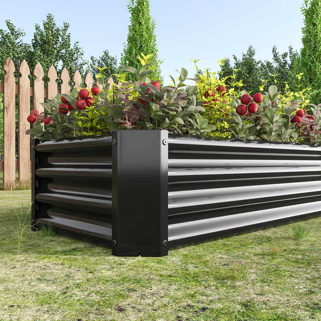 Metal Raised Garden Bed, Rectangle Raised Planter 4×2×1ft for Flowers Plants, Vegetables Herb Veezyo Black