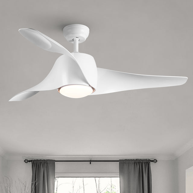52 In Intergrated LED Ceiling Fan Lighting with White ABS Blade