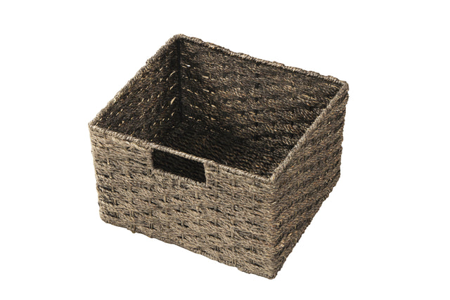 TREXM Rustic Storage Cabinet with Two Drawers and Four Classic Rattan Basket for Dining Room/Living Room (Espresso)