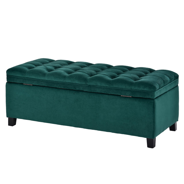 U-stye Upholstered Flip Top Storage Bench with Button Tufted Top