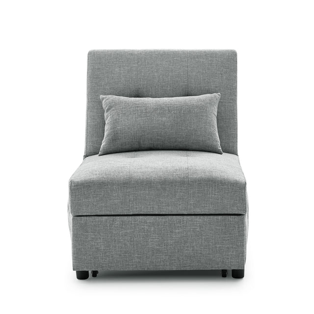 Folding Ottoman Sleeper Sofa Bed, 4 in 1 Function, Work as Ottoman, Chair ,Sofa Bed and Chaise Lounge for Small Space Living, Grey (44” x 26” x 33”H)