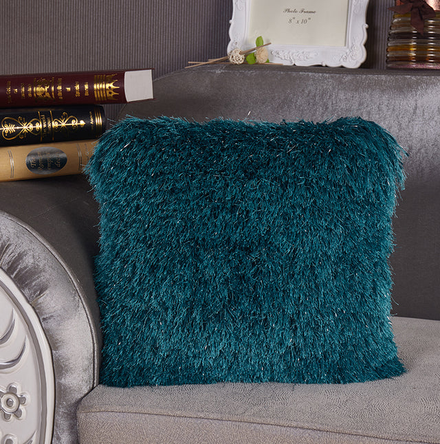 "Decorative" Shaggy Pillow with Lurex (18-in x 18-in)