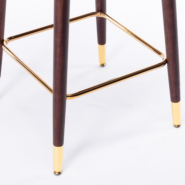 A&A Furniture,29.9" Modern Leathaire Fabric bar chairs, Tufted Gold Nailhead Trim Gold Decoration Bar stools,Set of 2 (Beige)