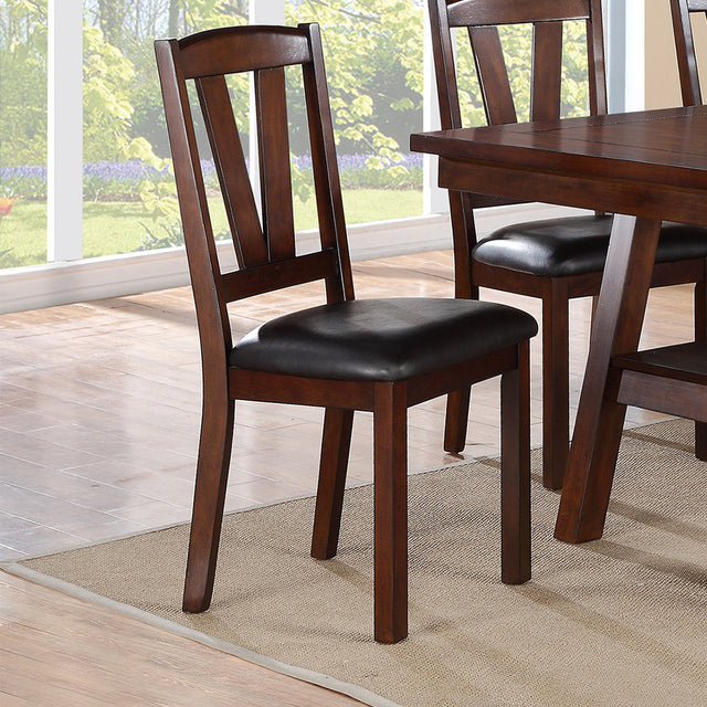 Black PU Upholstered Counter Height Dining Chairs, Dark Walnut, Set of 2