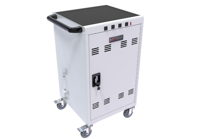 Mobile Charging Cart and Cabinet for Tablets Laptops 31+4-Device With Extra 4 bits power strip--white
