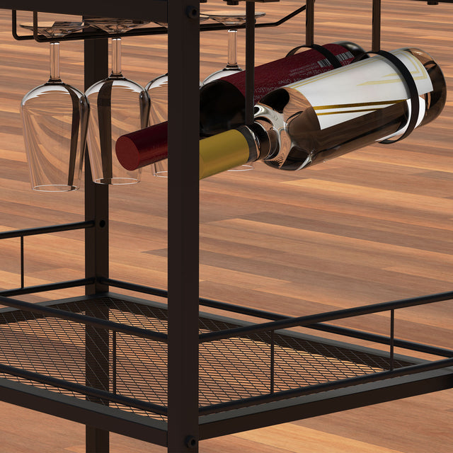 3 Tier Metal Mesh Rolling Storage Cart, Mesh Storage Pantry Cart with Lockable Wheels Wood Look Top and Metal Frame,Rolling Utility Cart for Kitchen Bathroom, Office, Library, Coffee Bar