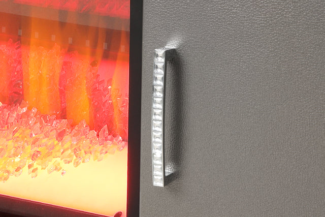 Ginger TV Stand With Electric Fireplace in Gun Metal