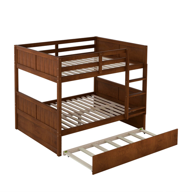 Full Over Full Bunk Bed with Twin Size Trundle, Walnut ( old sku: LP000250AAL)