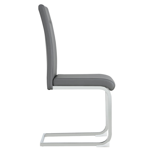 Modern Dining Chairs, PU Faux Leather High Back Upholstered Side Chair ,for Dining Room Kitchen Vanity Patio Club Guest Office Chair (Set of 4) (Grey+PU Leather)