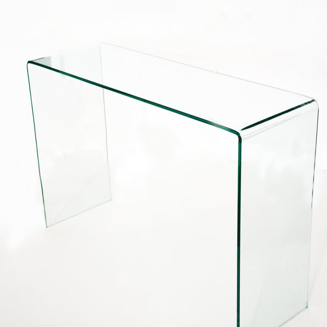Glass Console Table, Transparent Tempered Glass Console Table with Rounded Edges Desks, Sofa Table