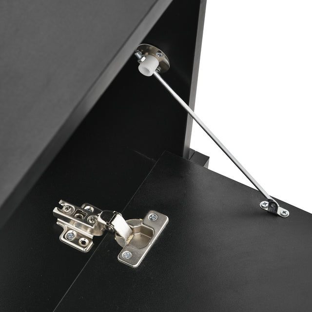 ON-TREND Hall Tree with 4 Hooks, Coat Hanger, Entryway Bench, Storage Bench, 3-in-1 Design, for Livingroom, Hallway (BLACK)