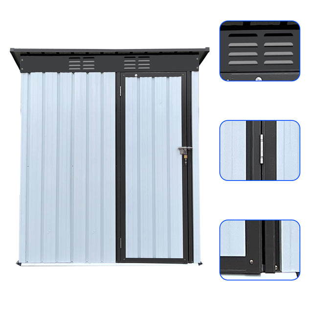 Metal garden sheds 5ftx3ft outdoor storage sheds White+Black