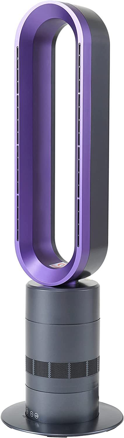 HealSmart 32-inch Space Heater Bladeless Tower Fan, Heater & Fan Combo, 9H Timer 10 Speeds with Remote Control, Air Circulator Fan for Home Air Conditioner, Purple