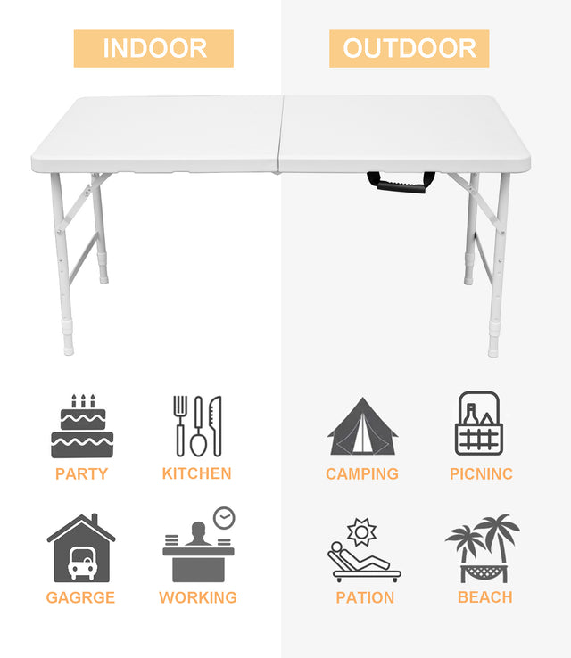 Multi-purpose outdoor folding 4ft casual picnic table game party table