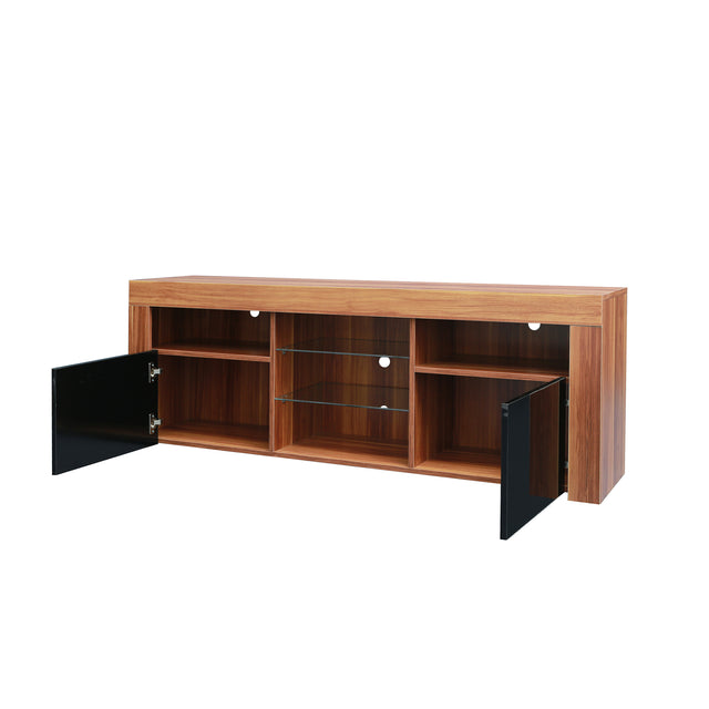 145 Modern 57" TV Stand Matte Body High Gloss Fronts with 16 Color LEDs