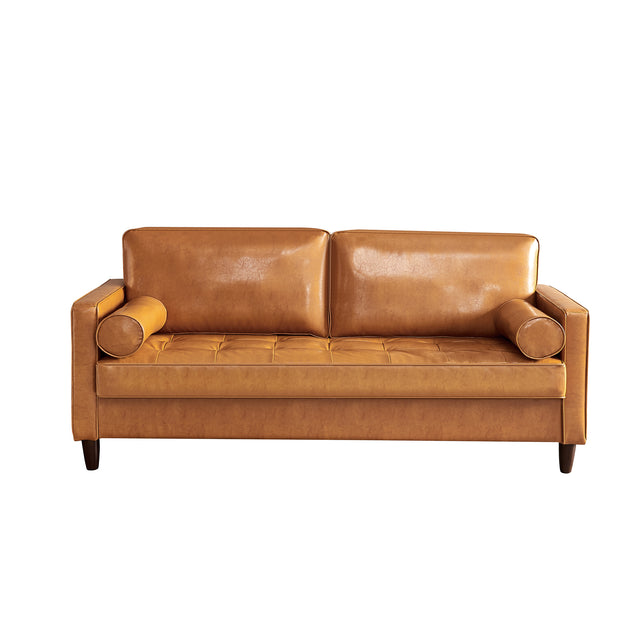 Modern Mid-Century Vegan Leather Sofa (Mocha)