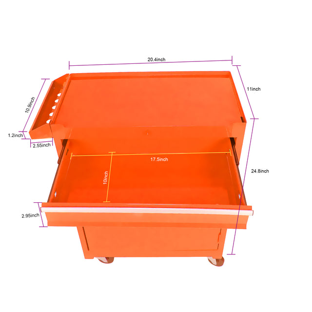 Detachable 5 Drawer Tool Chest with Bottom Cabinet and one Adjustable Shelf--Orange