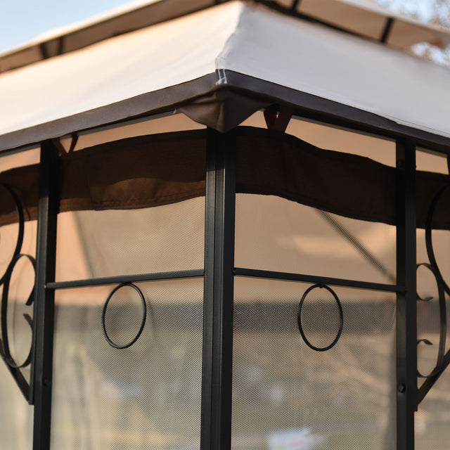 U_STYLE 13 Ft. W x 9.7 Ft. D Iron Patio Outdoor Gazebo, Double Roof Soft Canopy Garden Backyard Gazebo with Mosquito Netting Suitable for Lawn, Garden, Backyard and Deck
