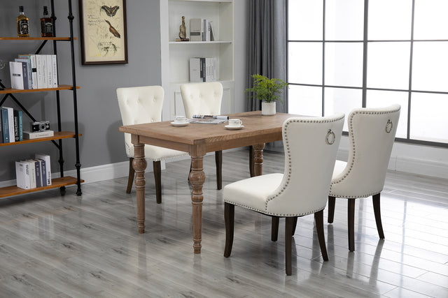 TOPMAX Dining Chair Tufted Armless Chair Upholstered Accent Chair, Set of 6 (Cream)