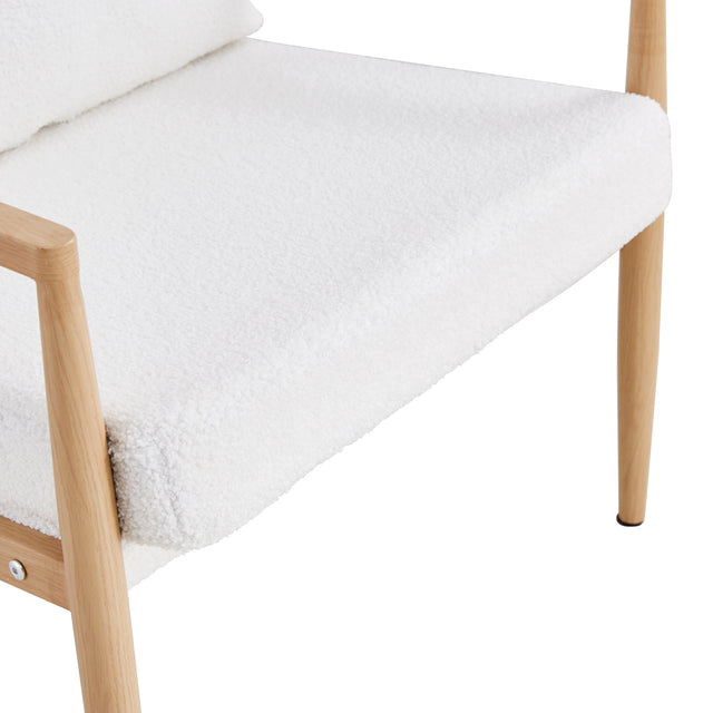 Sofa Chair Set of 2.Teddy velvet Accent Arm Chair Mid Century Modern Upholstered Armchair with Imitation solid wood color Metal Frame Extra-Thick Padded Backrest and Seat Cushion Sofa Chairs