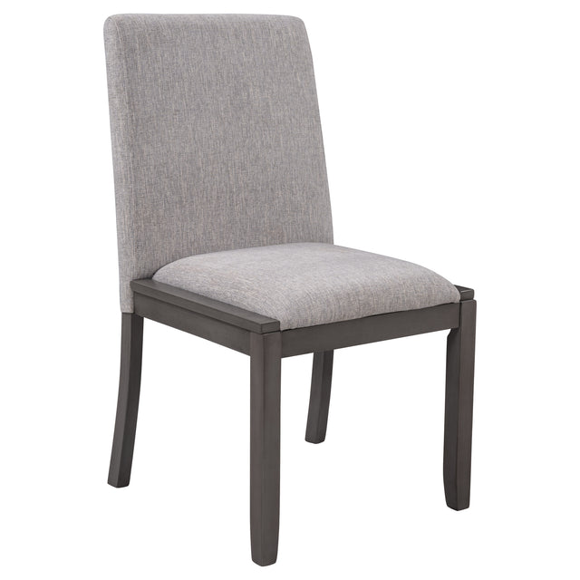 TOPMAX 5-Piece Dining Set, Wood Rectangular Table with 4 Linen Fabric Chairs, Gray