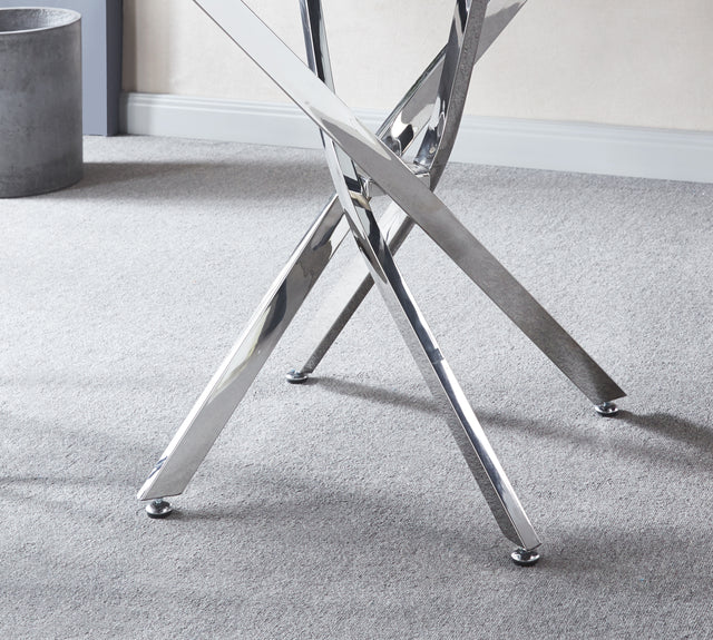 Artisan Contemporary Round Clear Dining Tempered Glass Table with Chrome Legs (Silver)
