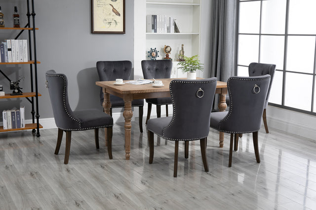 TOPMAX Dining Chair Tufted Armless Chair Upholstered Accent Chair, Set of 6 (Grey)
