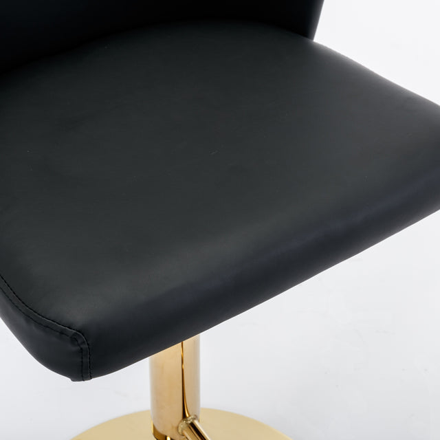 A&A Furniture,Swivel Barstools Adjusatble Seat Height, Modern PU Upholstered Bar Stools with the whole Back Tufted, for Home Pub and Kitchen Island(Black, Set of 2)