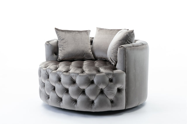 Coolmore Modern Akili swivel accent chair barrel chair for hotel living room / Modern leisure chair Silver Grey