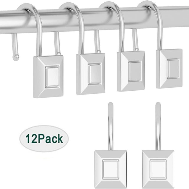 Silver Shower Curtain Hook, Zinc Alloy Hook, Set of 12