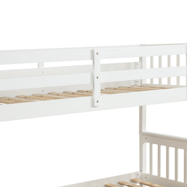Twin Over Full Bunk Bed with Trundle, Convertible into 2 Beds, the Bunk Bed with Ladder and Safety Rails for Kids, Teens, Adults, White (Old Sku:W504S00030)