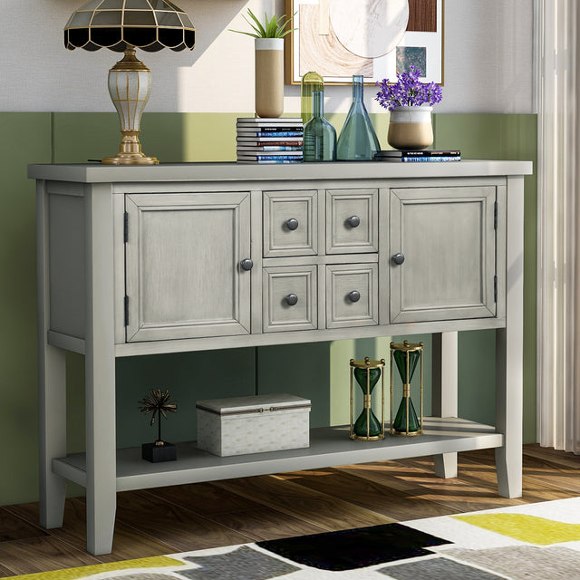 TREXM Cambridge Series Buffet Sideboard Console Table with Bottom Shelf (Antique Gray)