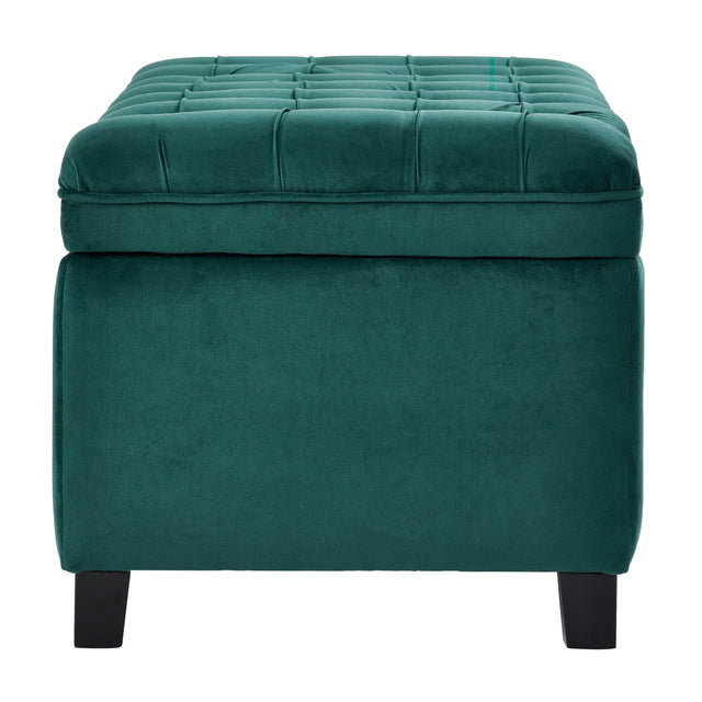 U-stye Upholstered Flip Top Storage Bench with Button Tufted Top