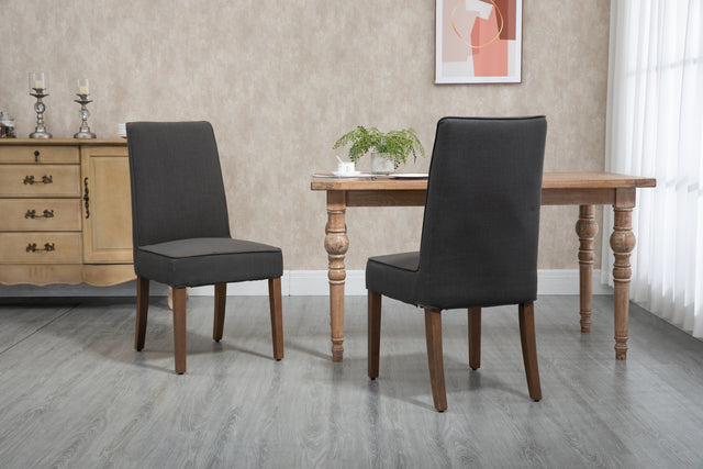 Cover Removable Interchangeable and Washable Gray Linen Upholstered Parsons Chair with Solid Wood Legs 2 PCS