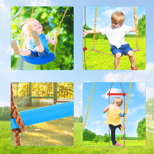 Outdoor Toddler Swing Set for Backyard, Playground Swing Sets with Climbing Ladder, Swing and Climbing Playset for Kids