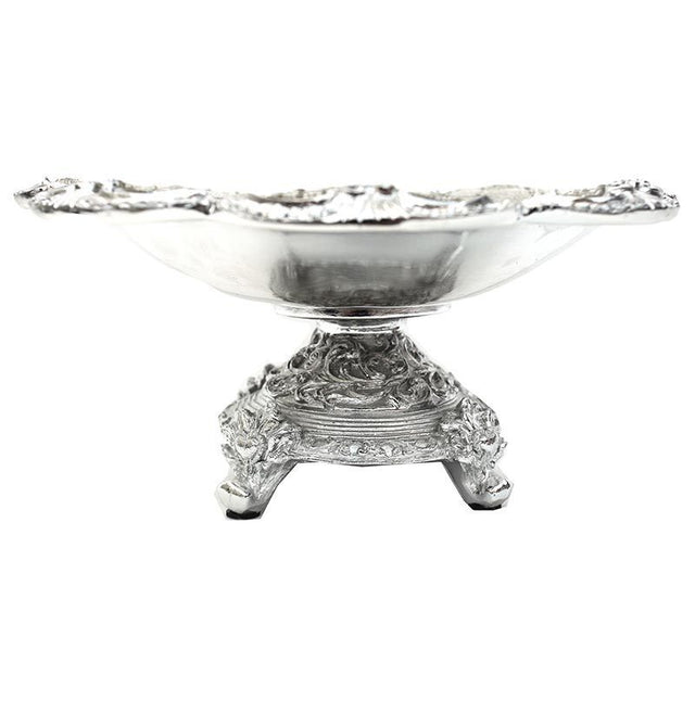 Ambrose Chrome Plated Crystal Embellished Ceramic Fruit Platter