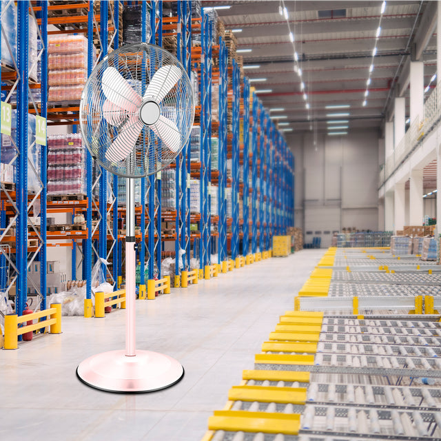 16 Inch High Velocity Stand Fan, Adjustable Heights, 75°Oscillating, Low Noise, Quality Made Fan with 3 Settings Speeds, Heavy Duty Metal for Industrial, Commercial, Residential, Color: Pink