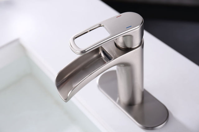 Bathroom Faucet Waterfall Bathroom Faucet Pop Up Drain Bathroom Sink Faucet,Faucet for Bathroom Sink,Single Handle Single Hole Bathroom Faucets