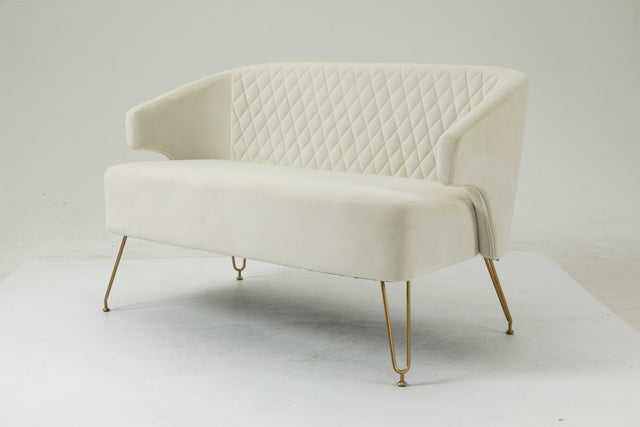 Twin Size Love seat Accent Sofa with Golden Metal Legs, Living Room Sofa with Tufted Backrest, 600 Pounds Weight Capacity