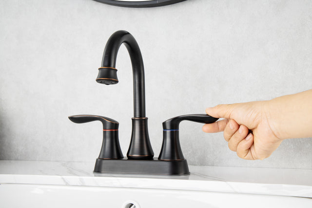 2-Handle Lavatory Faucet Brushed Nickel Bathroom Sink Faucet with Metal Pop-up Drain and Faucet Supply Lines