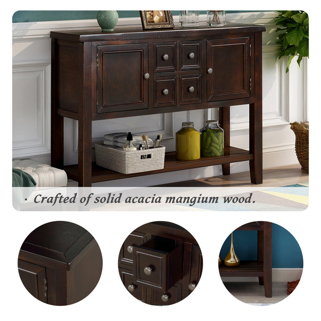 TREXM Cambridge Series Buffet Sideboard Console Table with Bottom Shelf (Espresso)