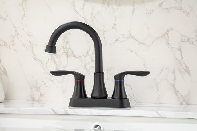 2-Handle Lavatory Faucet Brushed Nickel Bathroom Sink Faucet with Metal Pop-up Drain and Faucet Supply Lines