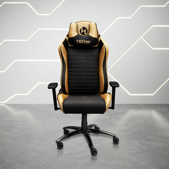 Techni Sport Ergonomic Racing Style Gaming Chair - Golden