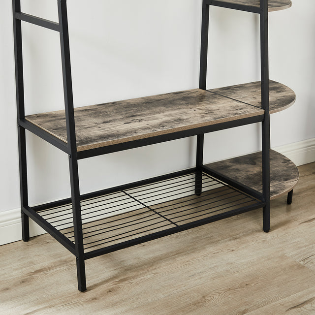 Entryway Coat Rack/ Hall Tree with Bookshelves, Multiple Hooks, and Bench Seat